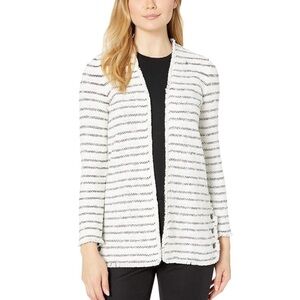 Nic+Zoe Black & White Stripe Textured Knit Cardigan Sz XS